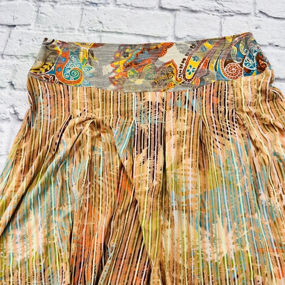 Canvasbacks Womens Skirt Size 12 Cream Multi Colorblock Midi Pleated Boho - Picture 2 of 7